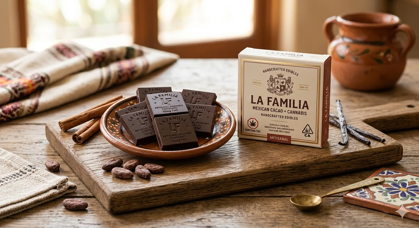 Traditional Mexican chocolate bars and discs with cacao and cinnamon in warm tones.